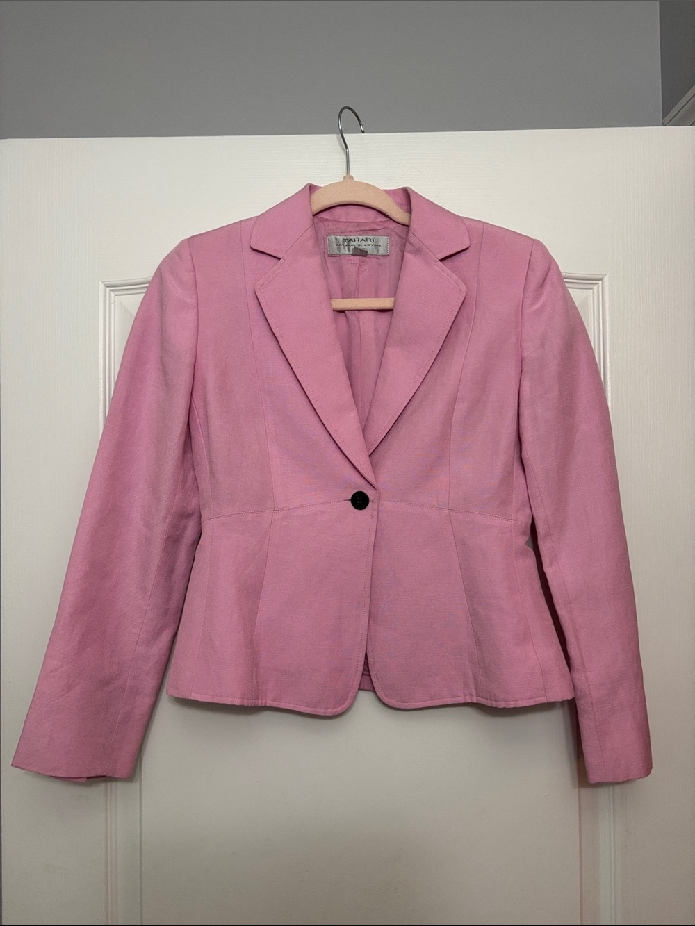 Tahari Pink Single-Button Tailored Blazer